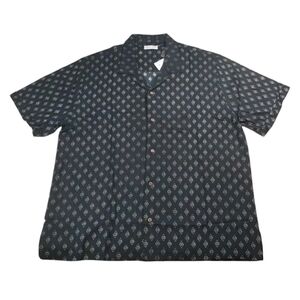Raga Man Camp Shirt Adult 2X Preppy Hipster Wood Button Black Diamond Dots New